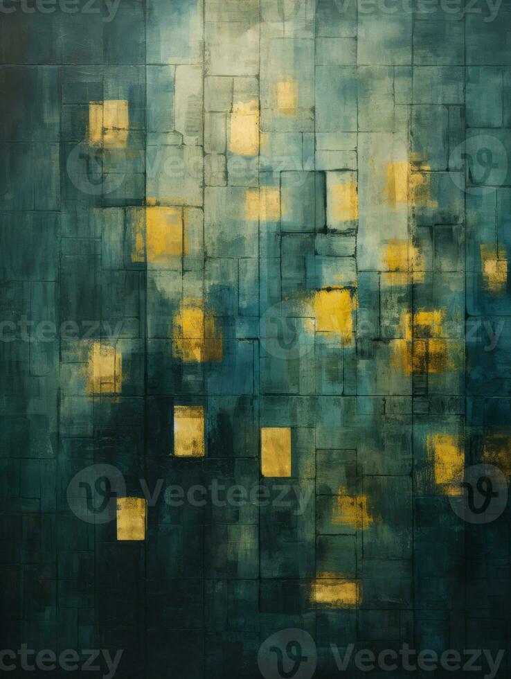 an abstract painting with squares of gold and blue generative ai photo