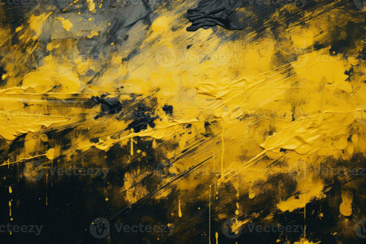 an abstract painting with yellow and black paint generative ai photo