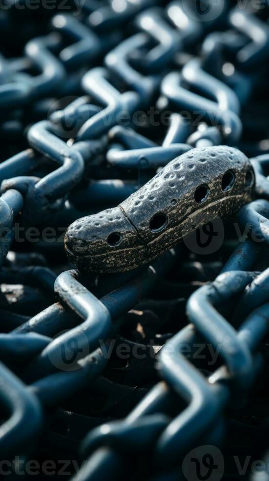 an alligator is sitting on a chain link fence generative ai photo