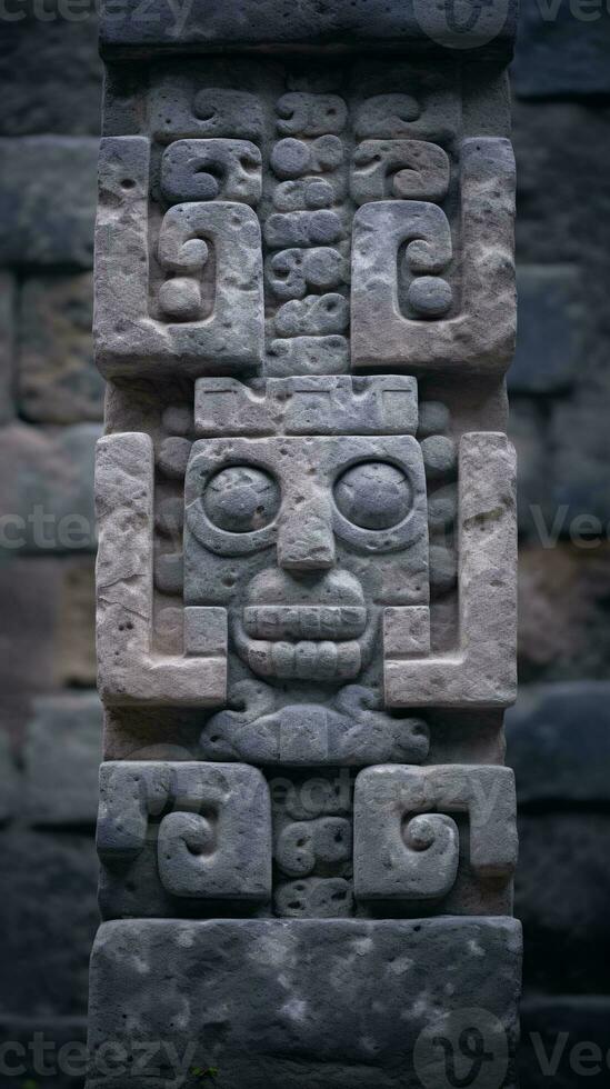 an ancient stone structure with a face on it generative ai photo