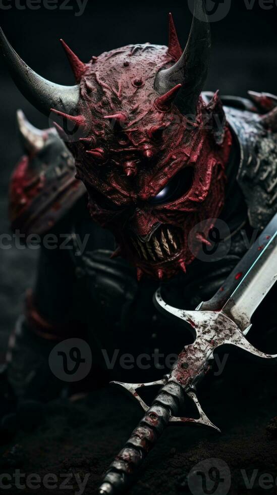 an evil demon with a sword in his hand generative ai photo