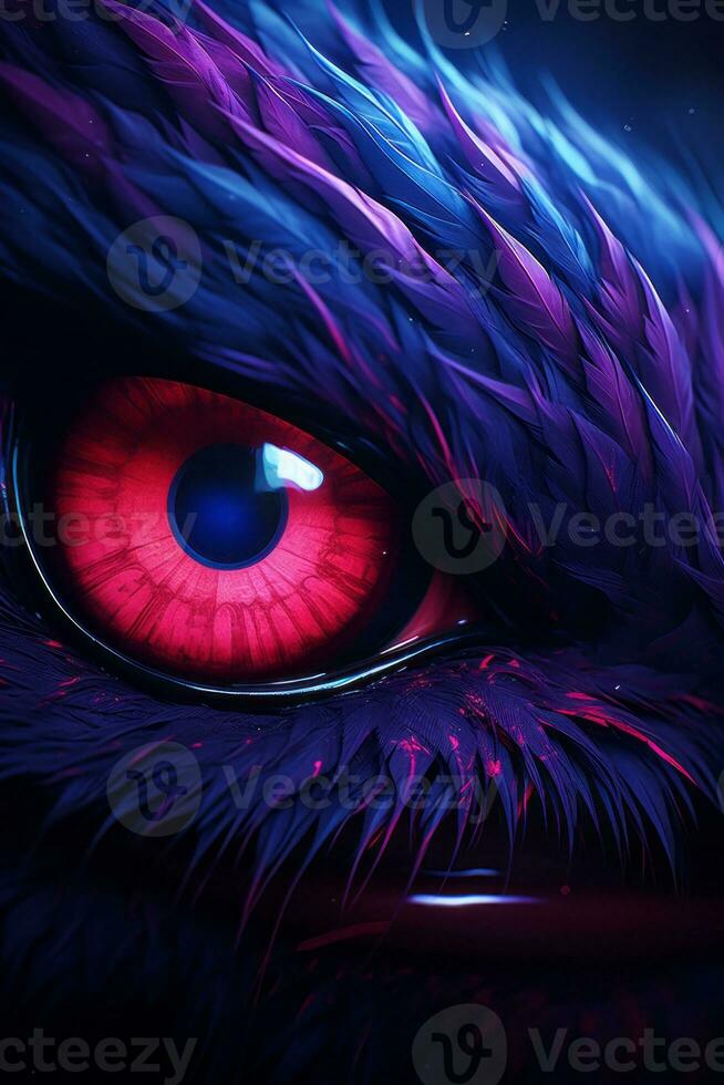 an illustration of a blue bird with red eyes generative ai photo