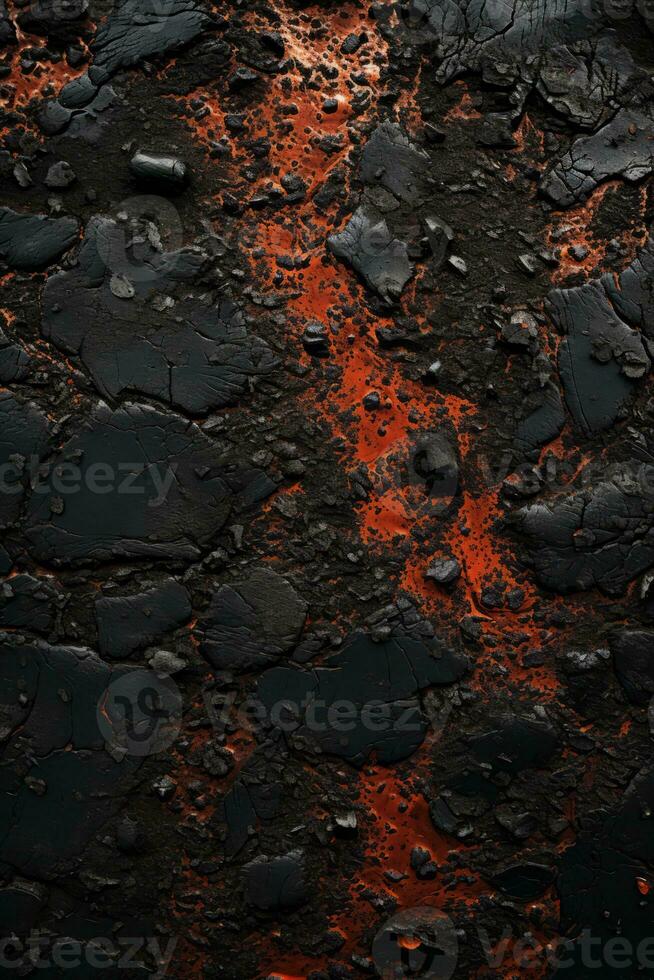 an image of a black and red lava surface generative ai photo