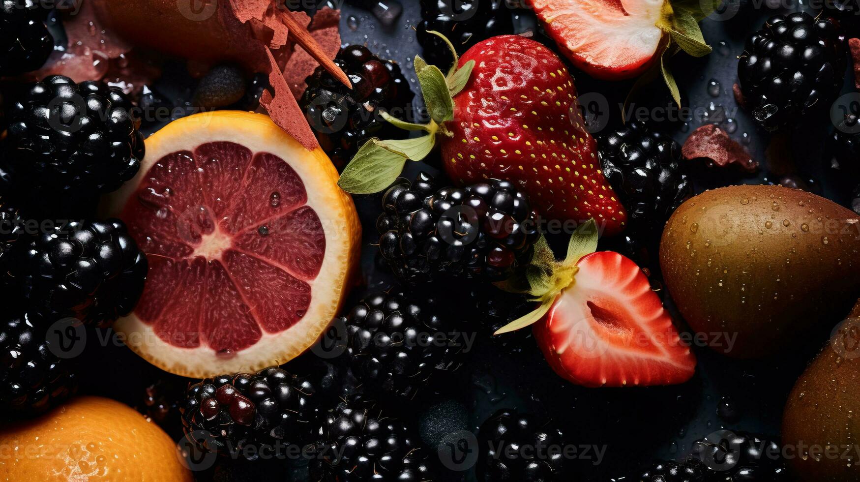 an assortment of fruits and vegetables on a table generative ai photo