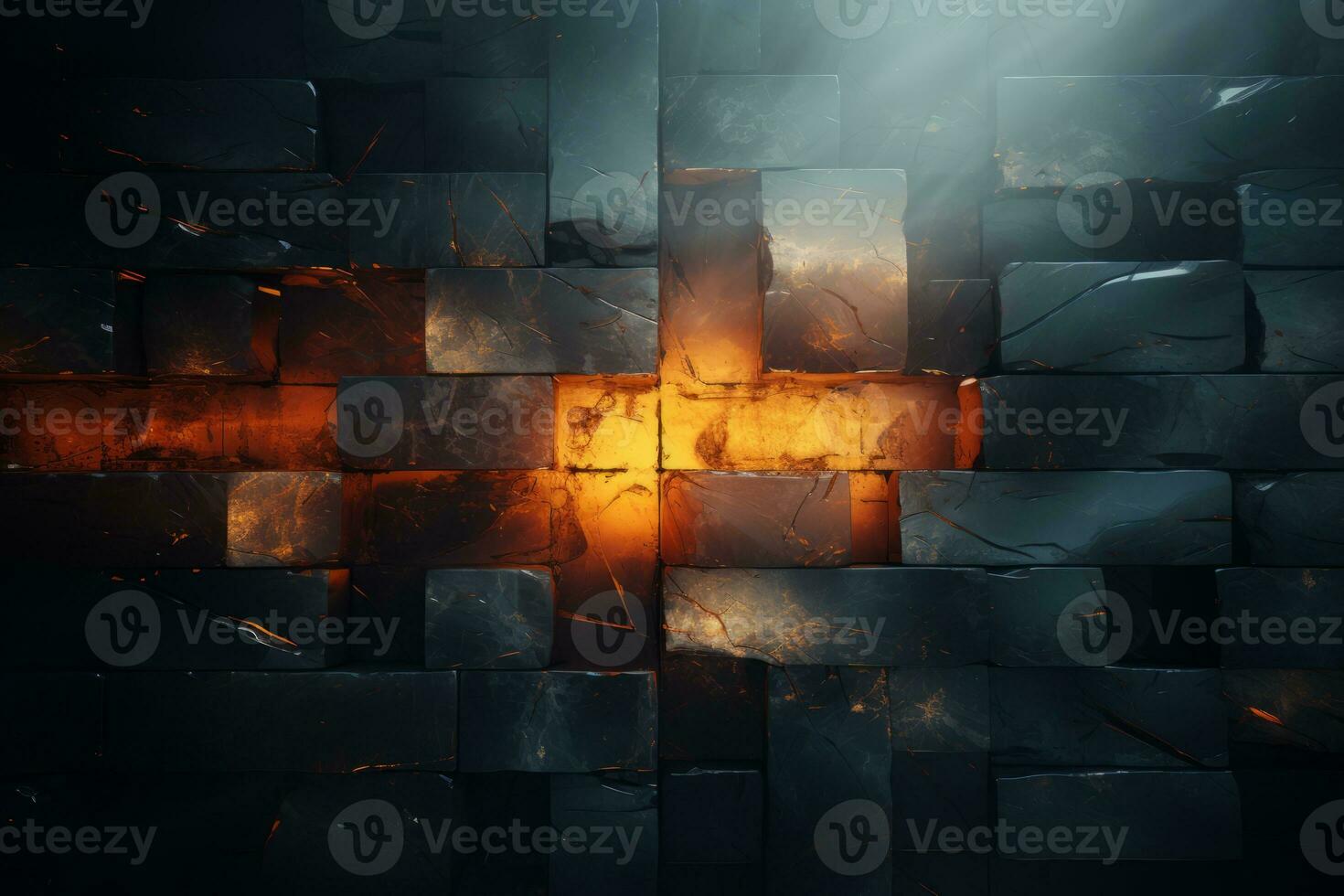 an image of a brick wall with flames coming out of it generative ai photo