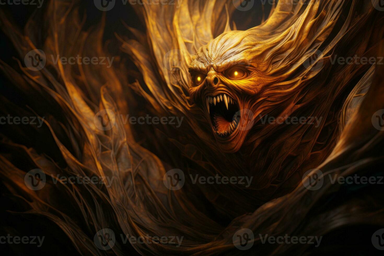 an image of a demon with flames coming out of its mouth generative ai photo