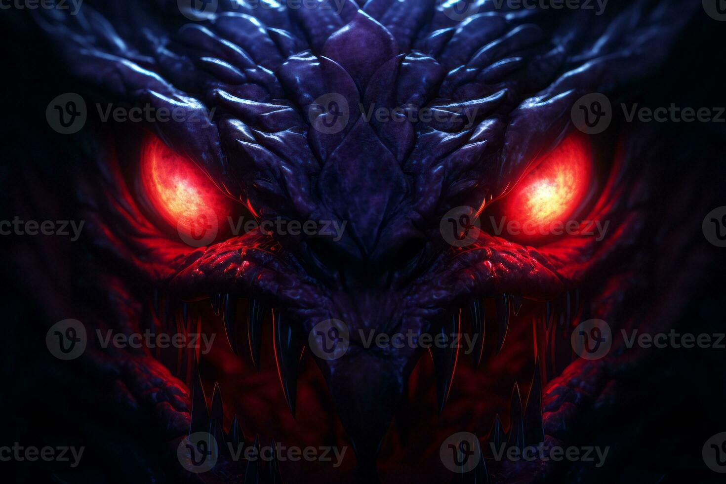 an image of a demon with glowing red eyes generative ai photo