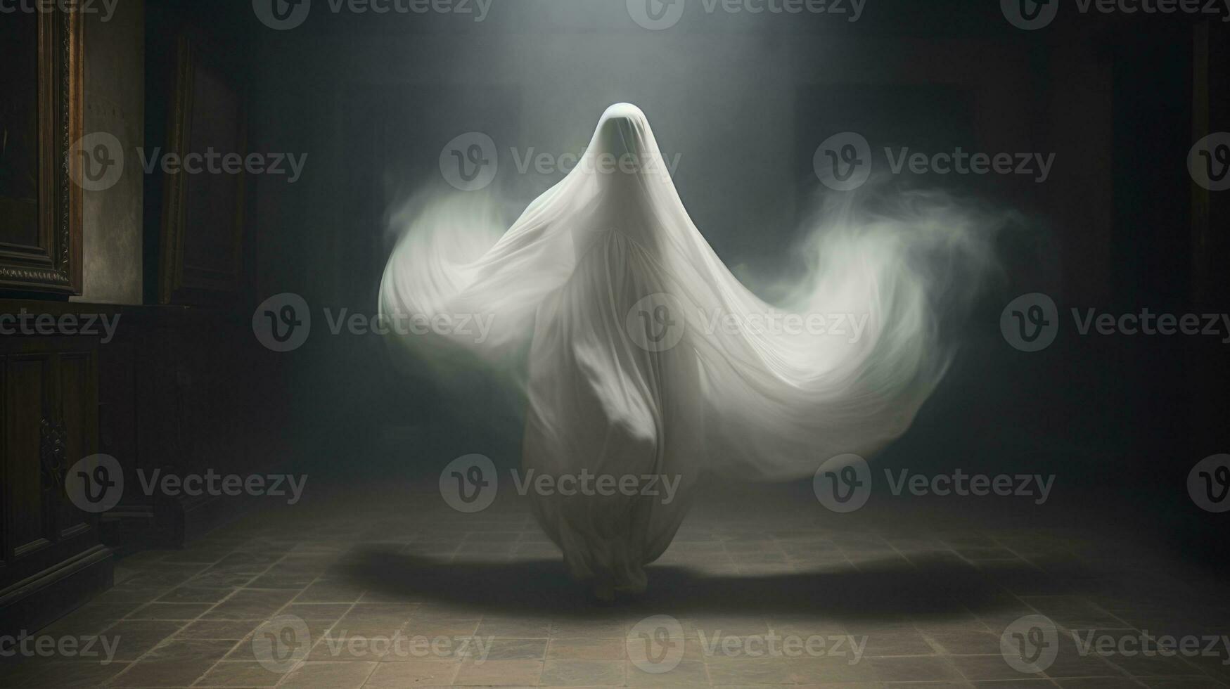 an image of a ghost in a dark room generative ai photo