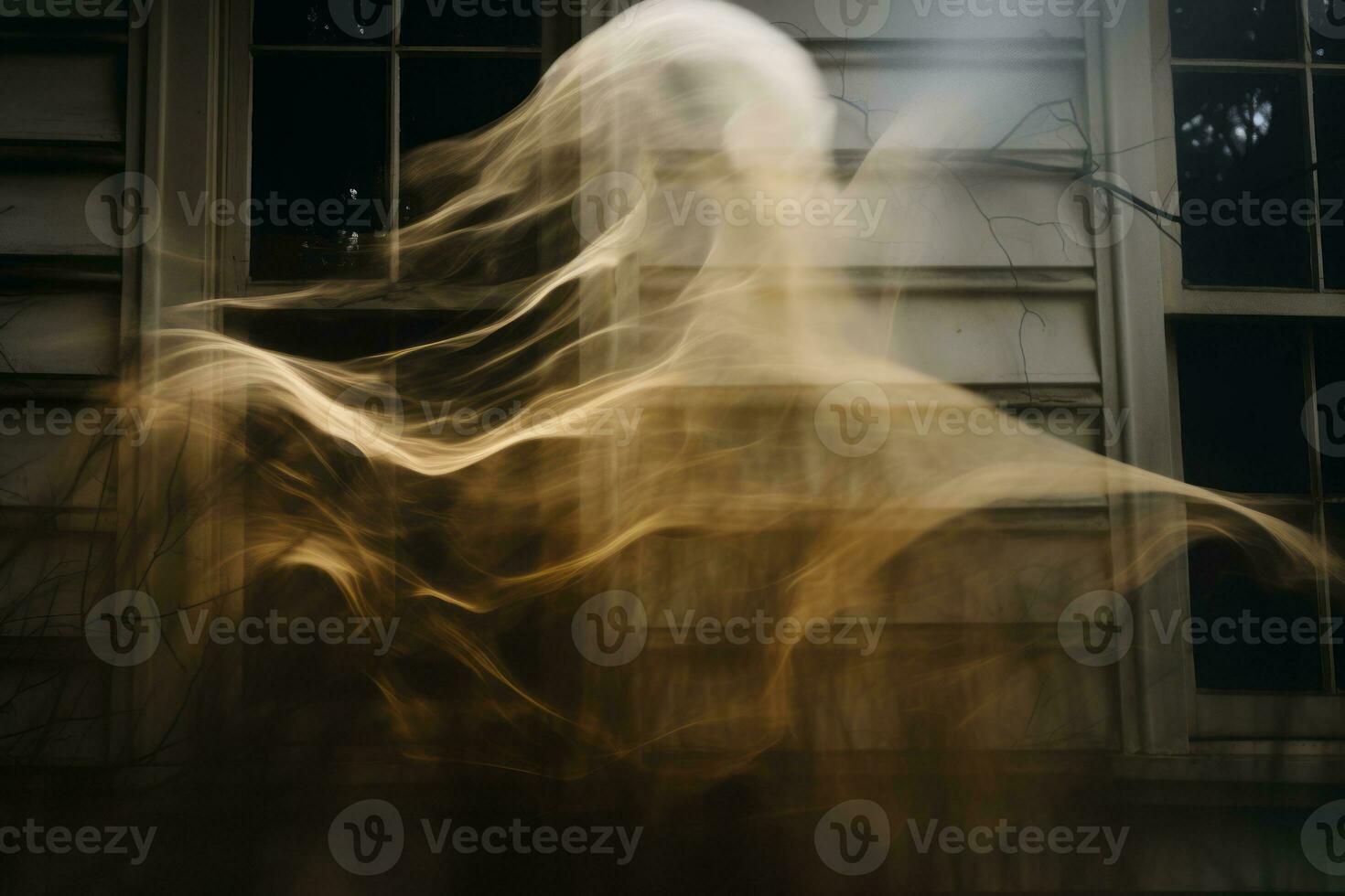 an image of a ghostly figure in front of a house generative ai photo