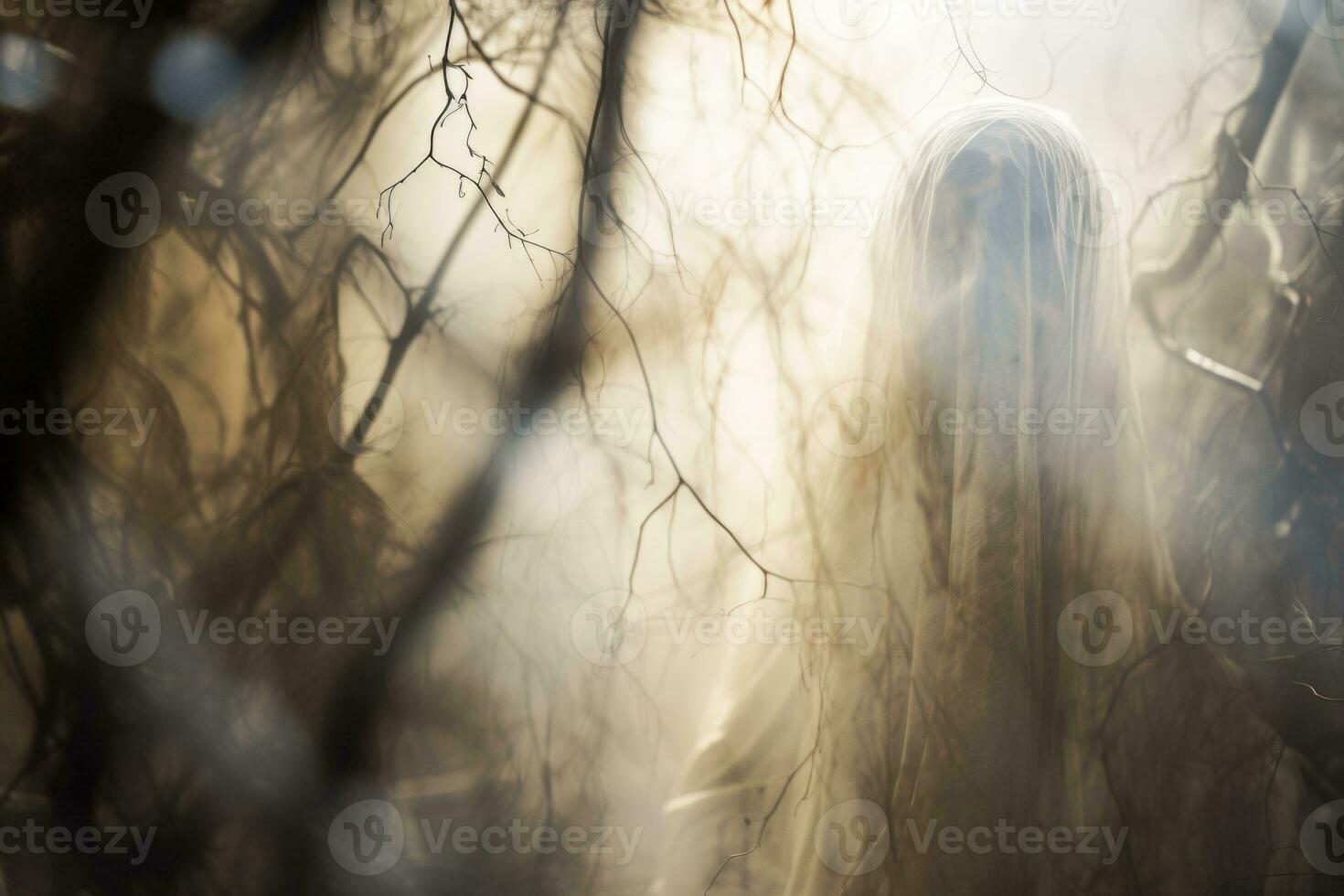 an image of a ghost in the woods generative ai photo