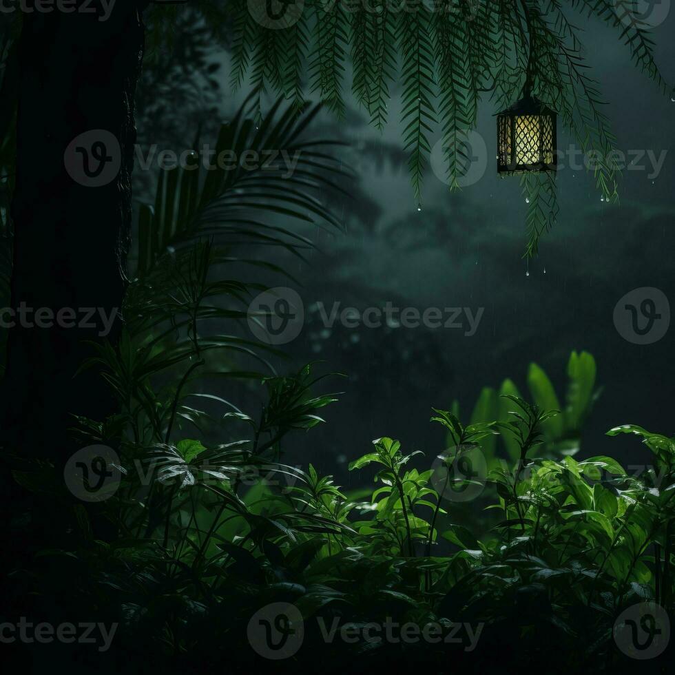 an image of a lantern in the jungle generative ai photo
