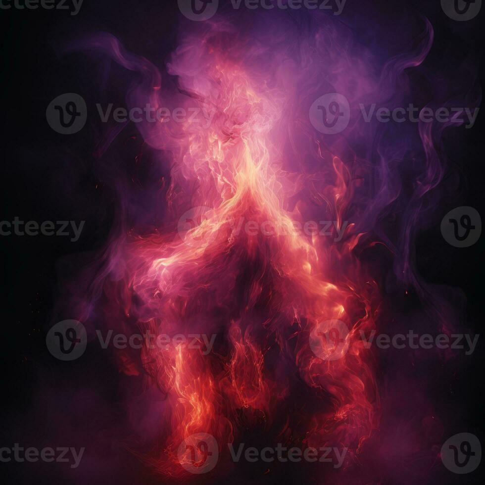 an image of a man in red and purple smoke on a black background generative ai photo