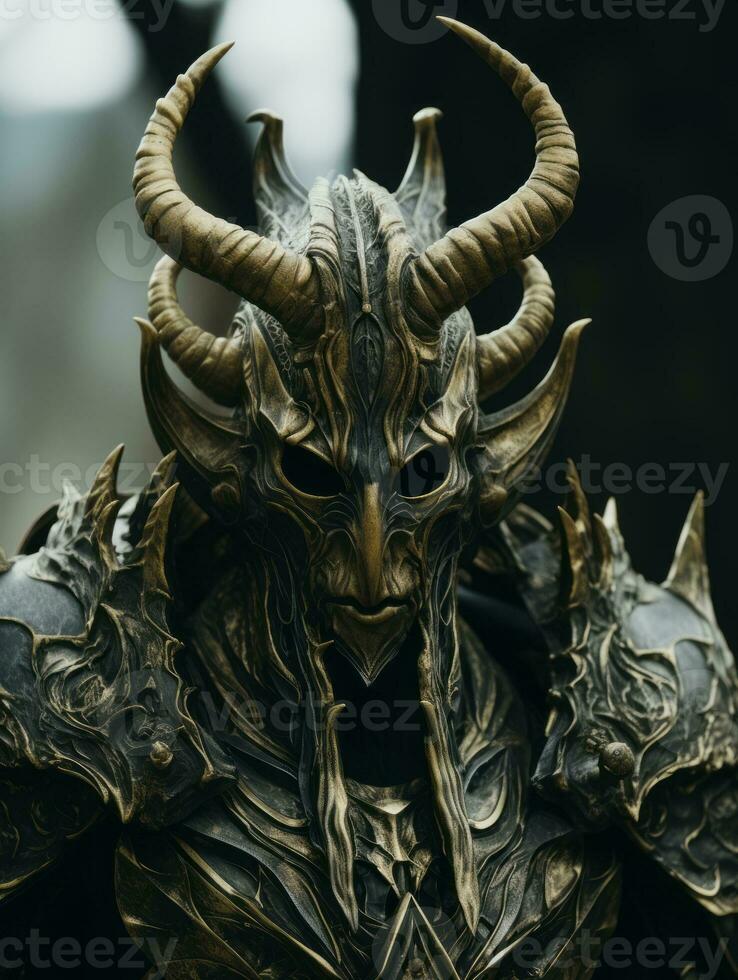 an image of a man wearing horns and armor generative ai photo