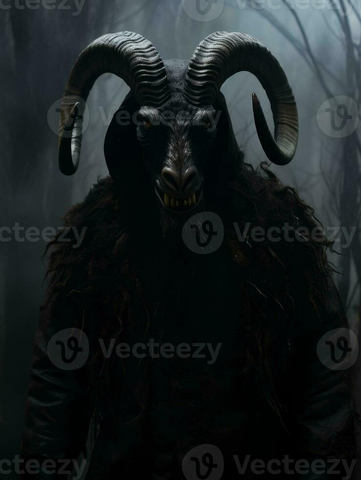an image of a man with horns on his head generative ai photo