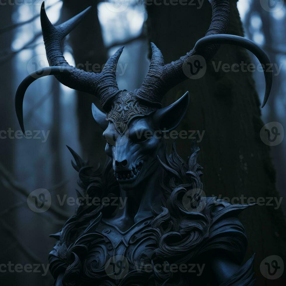 an image of a man with horns in the woods generative ai photo