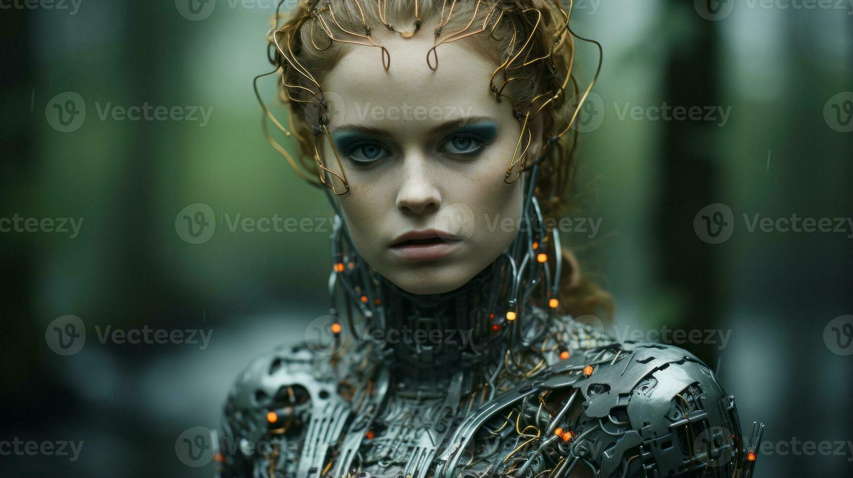 an image of a woman in a futuristic costume generative ai photo