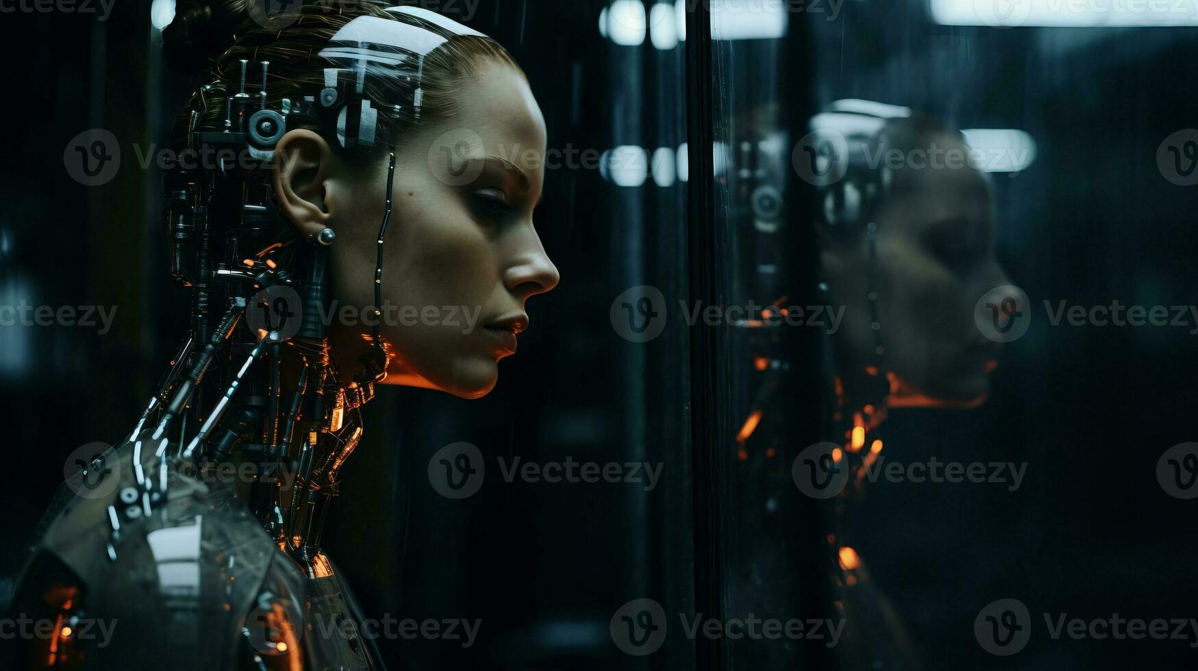 an image of a woman in a robot suit generative ai photo