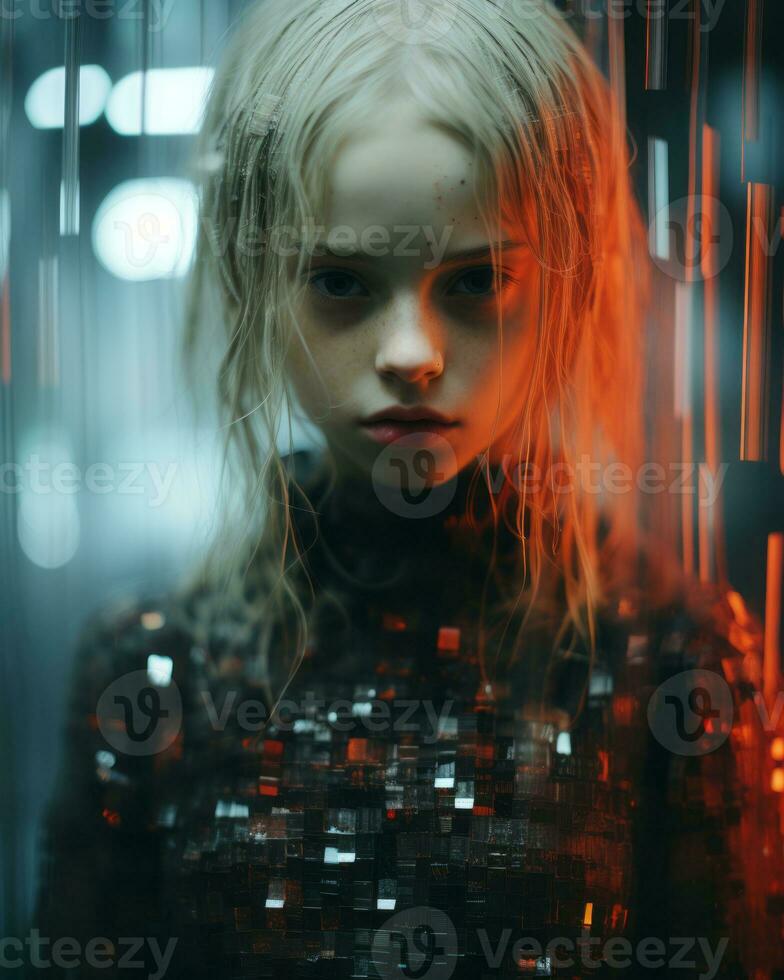 an image of a young girl with blonde hair generative ai photo