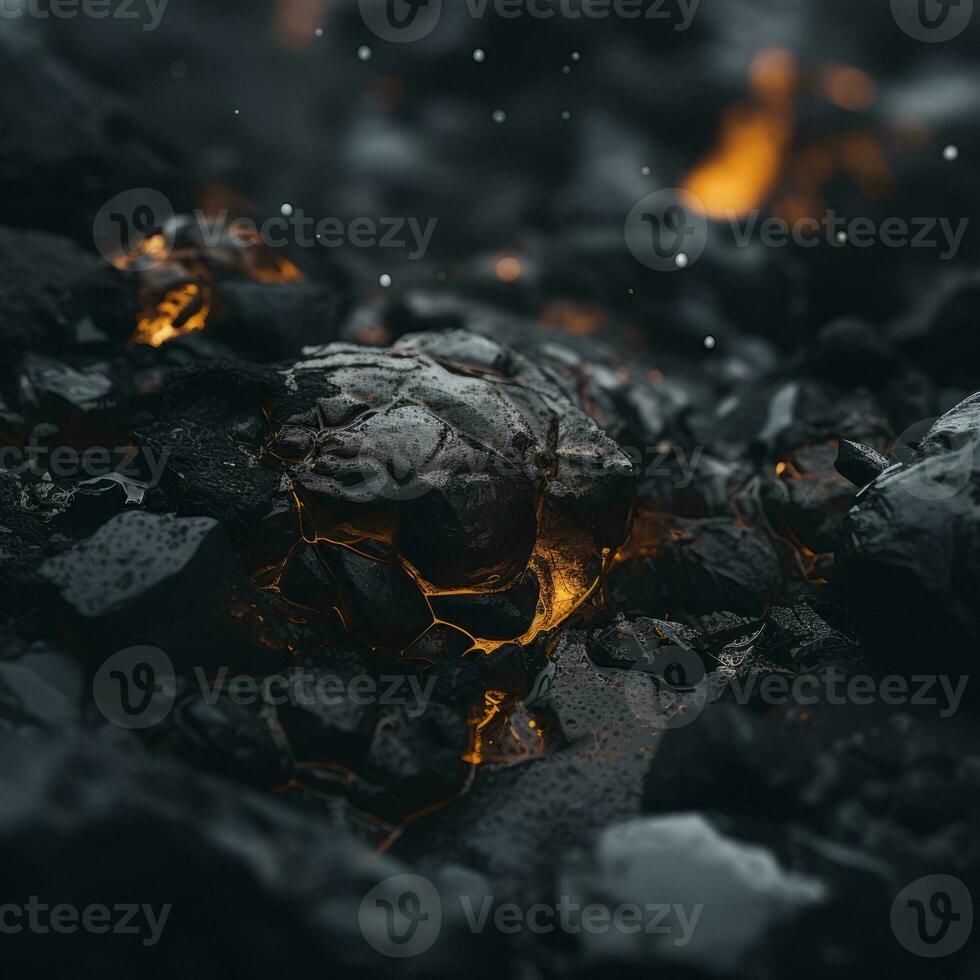 an image of coal and fire on a black background generative ai photo