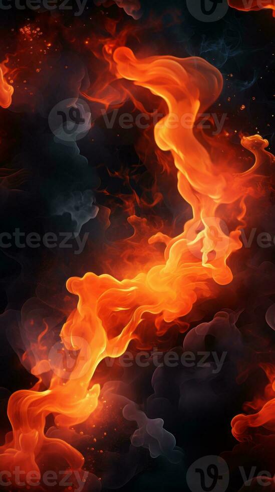 an image of flames and smoke on a black background generative ai photo