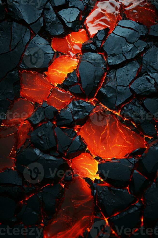 an image of lava and lava rocks on a black background generative ai photo