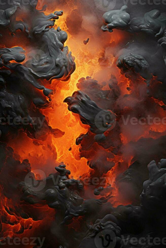 an image of lava and smoke coming out of the ground generative ai photo