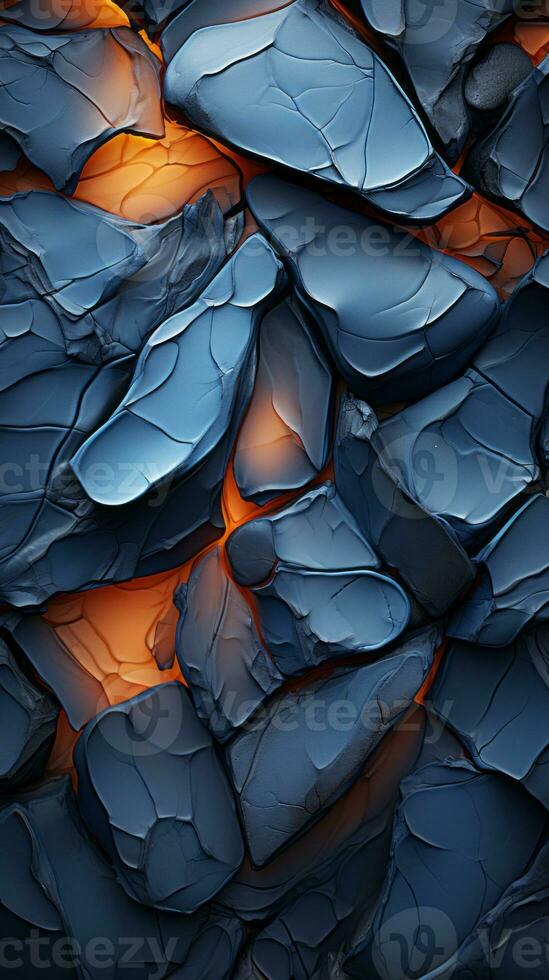 an image of rocks with orange and blue colors generative ai photo