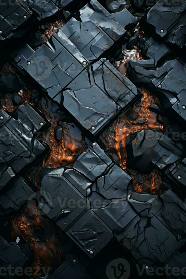 an image of some black tiles with flames on them generative ai photo