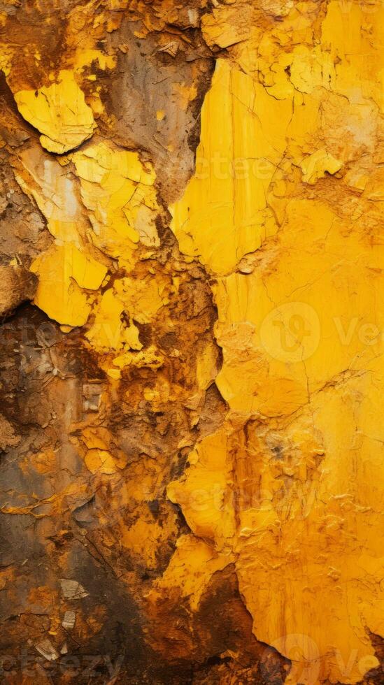 an image of yellow paint peeling off of a wall generative ai photo