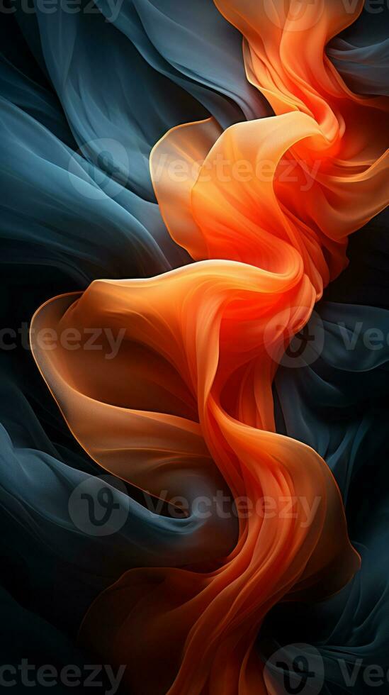 an orange and black background with a flowing fabric generative ai photo