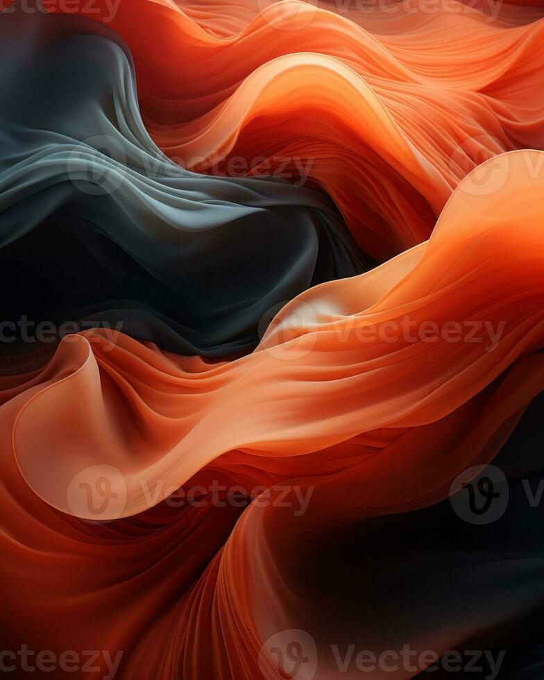 an orange and black abstract background with waves generative ai photo