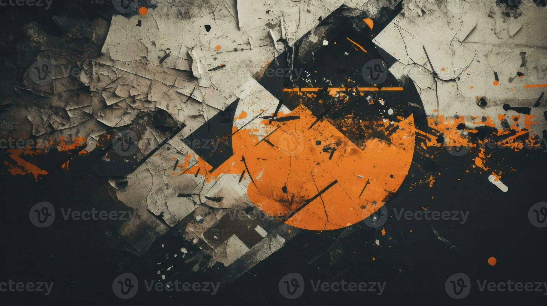 an orange and black background with some paint splattered on it generative ai photo