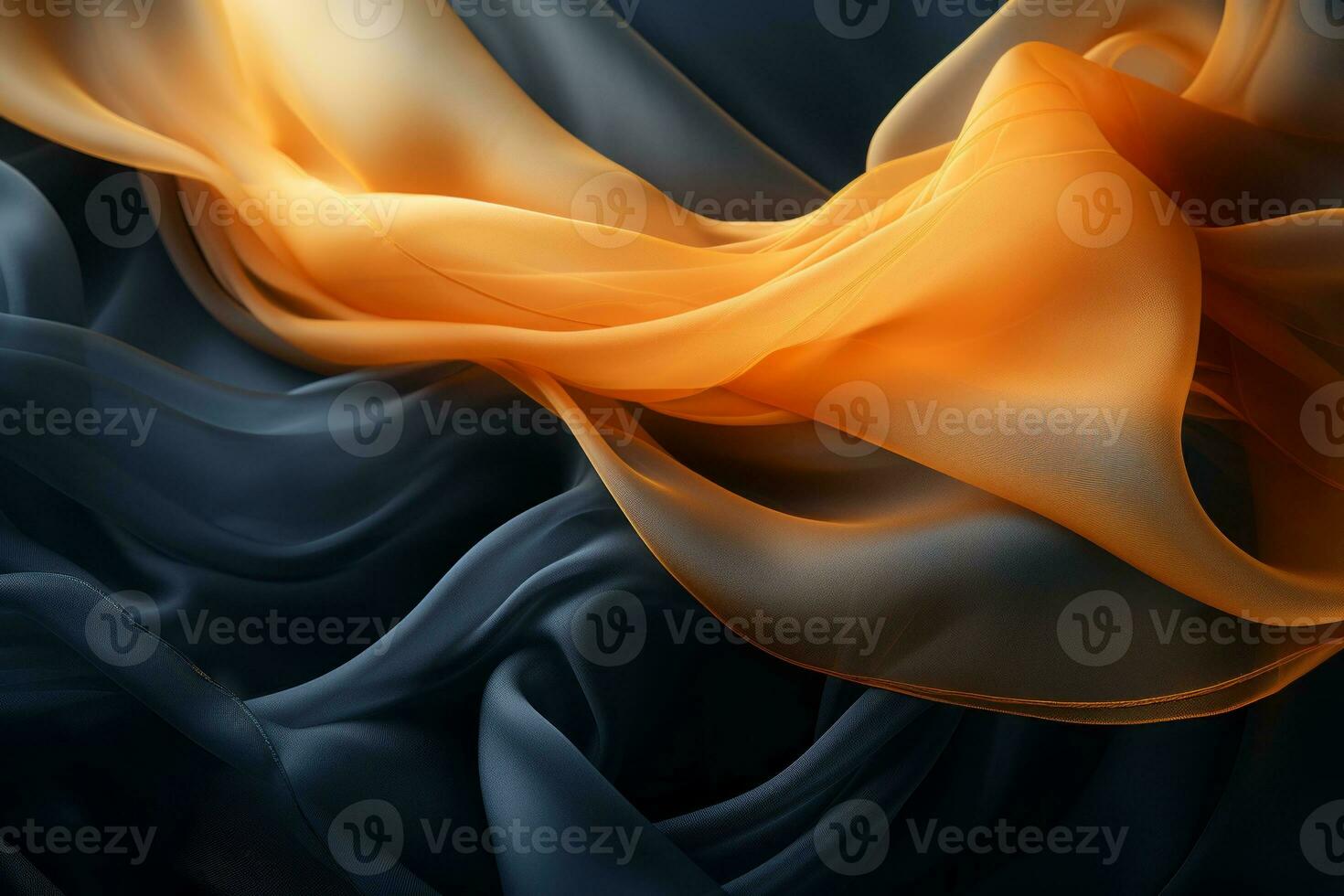 an orange and black background with a flowing fabric generative ai photo