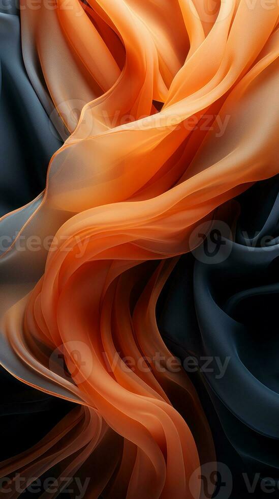 an orange and black background with a flowing fabric generative ai photo