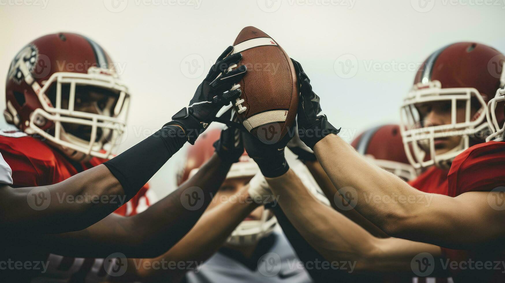 A Group of American Football Players Showcasing Passion and Precision in a Match. Generative AI photo