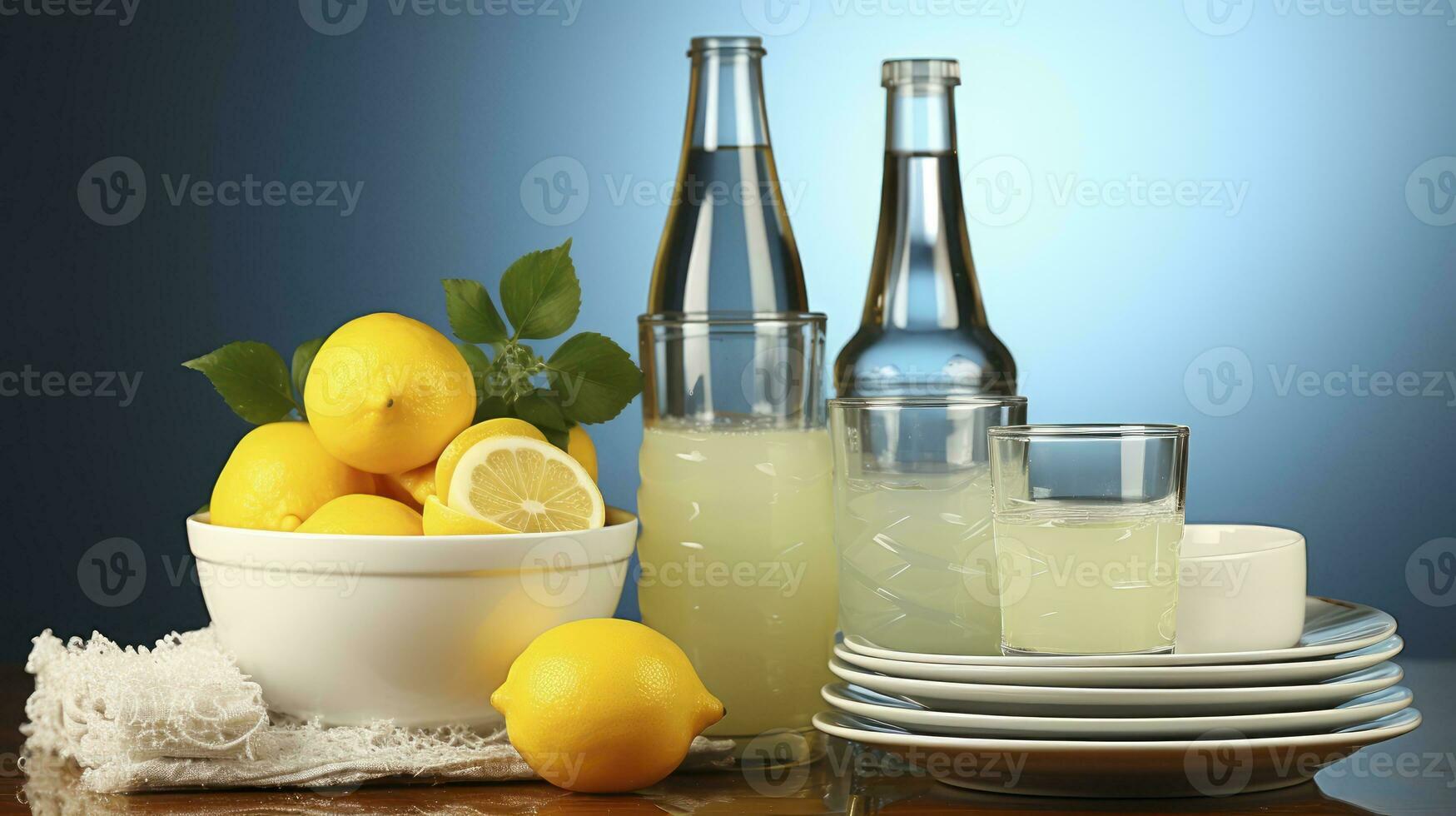 Sparkling Clean. Dishware and Glasses with Dishwashing Aids. Generative AI photo