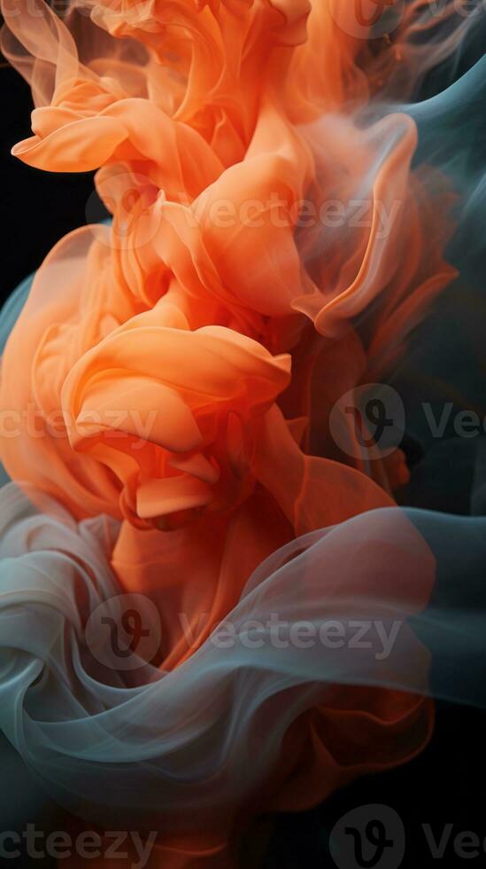 an orange and blue smoke is floating in water generative ai photo