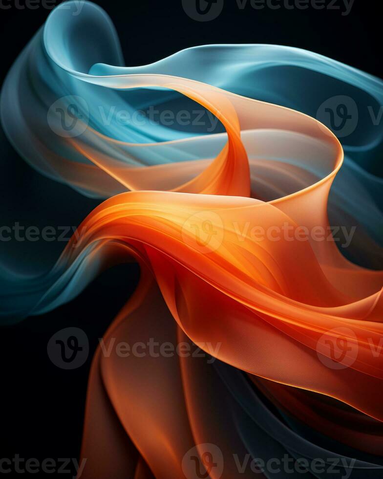 an orange and blue swirl on a black background generative ai photo