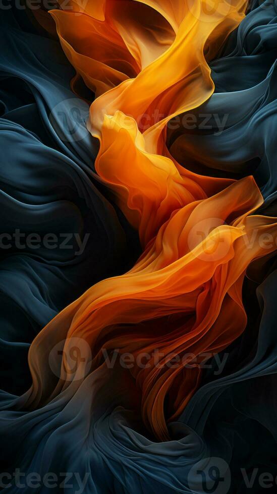 an orange and blue swirl of fabric on a black background generative ai photo