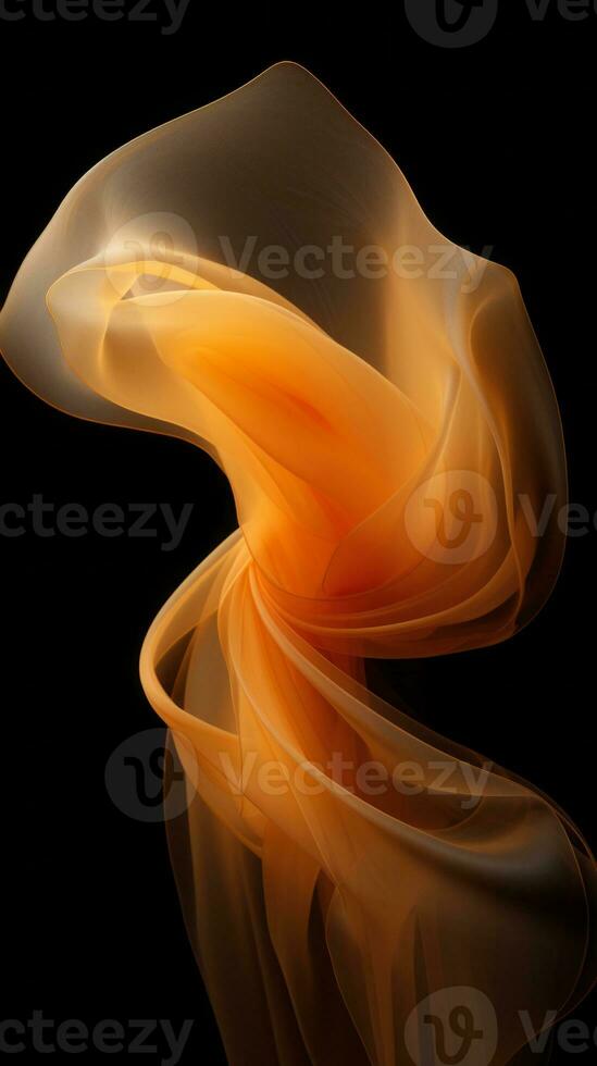an orange and white swirl on a black background generative ai photo
