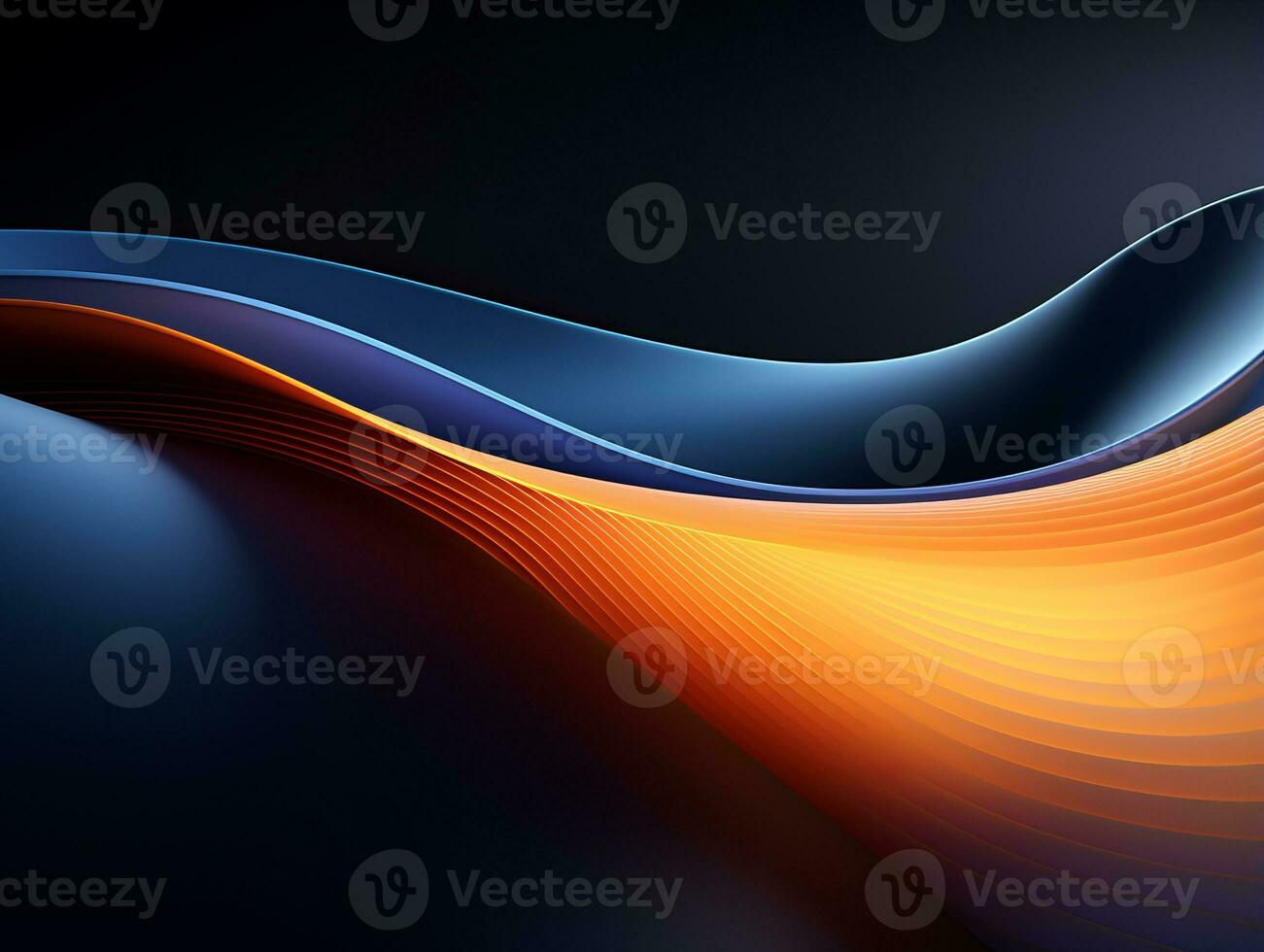 an orange blue and black background with wavy lines generative ai photo