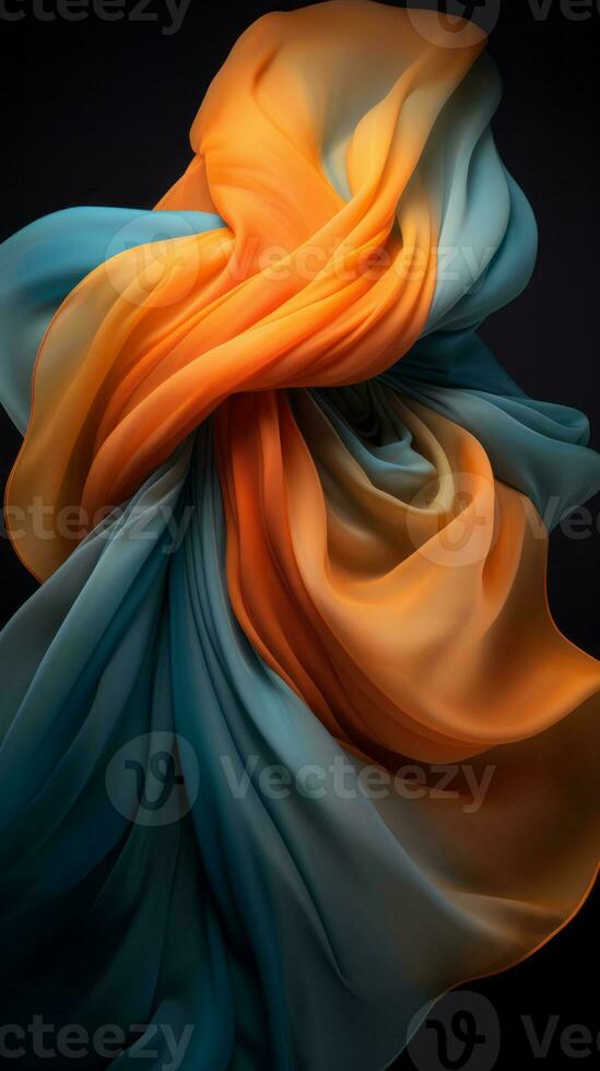 an orange blue and white fabric is blowing in the wind generative ai photo