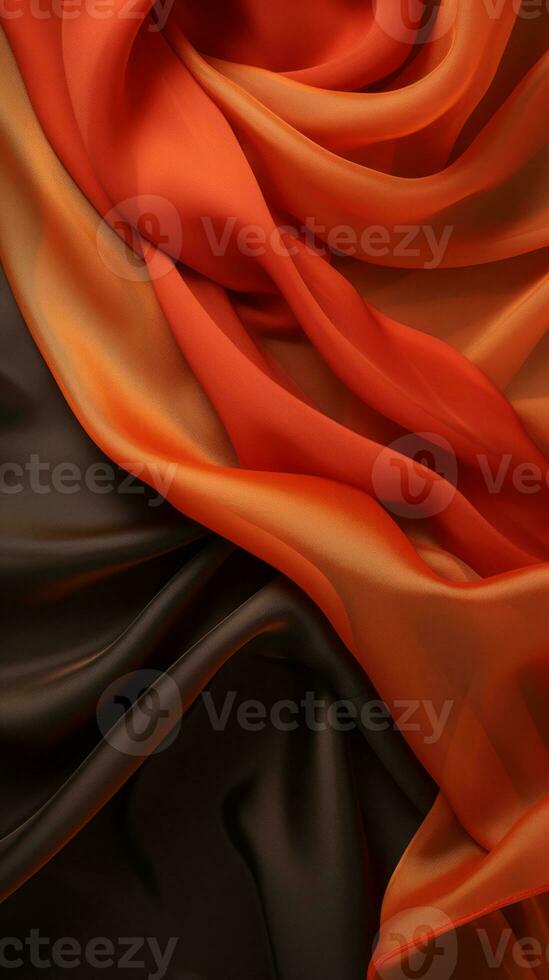 an orange black and red silk fabric generative ai photo