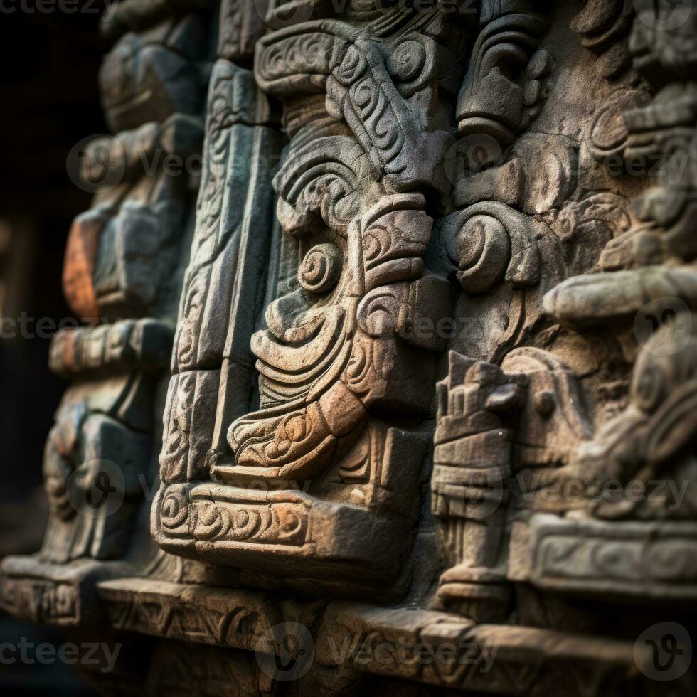 ancient carvings on the wall of a building generative ai photo