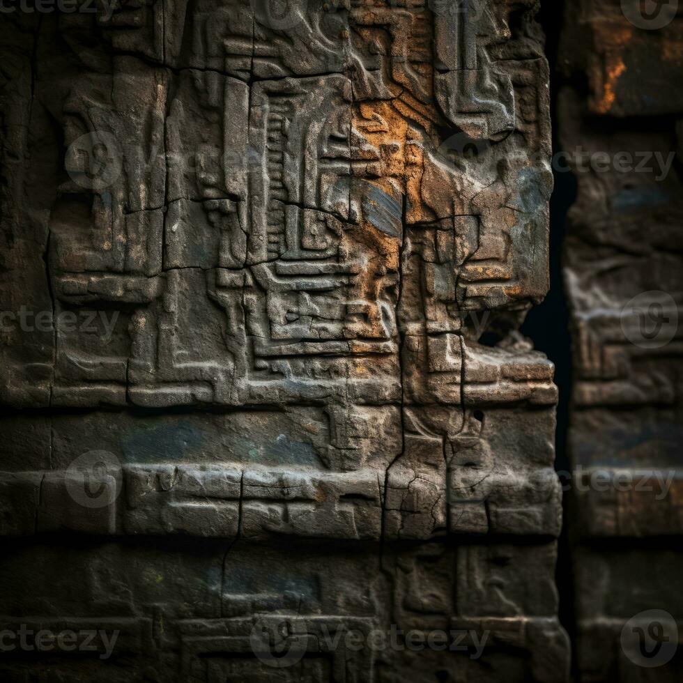 ancient carvings on the wall of an ancient building generative ai photo