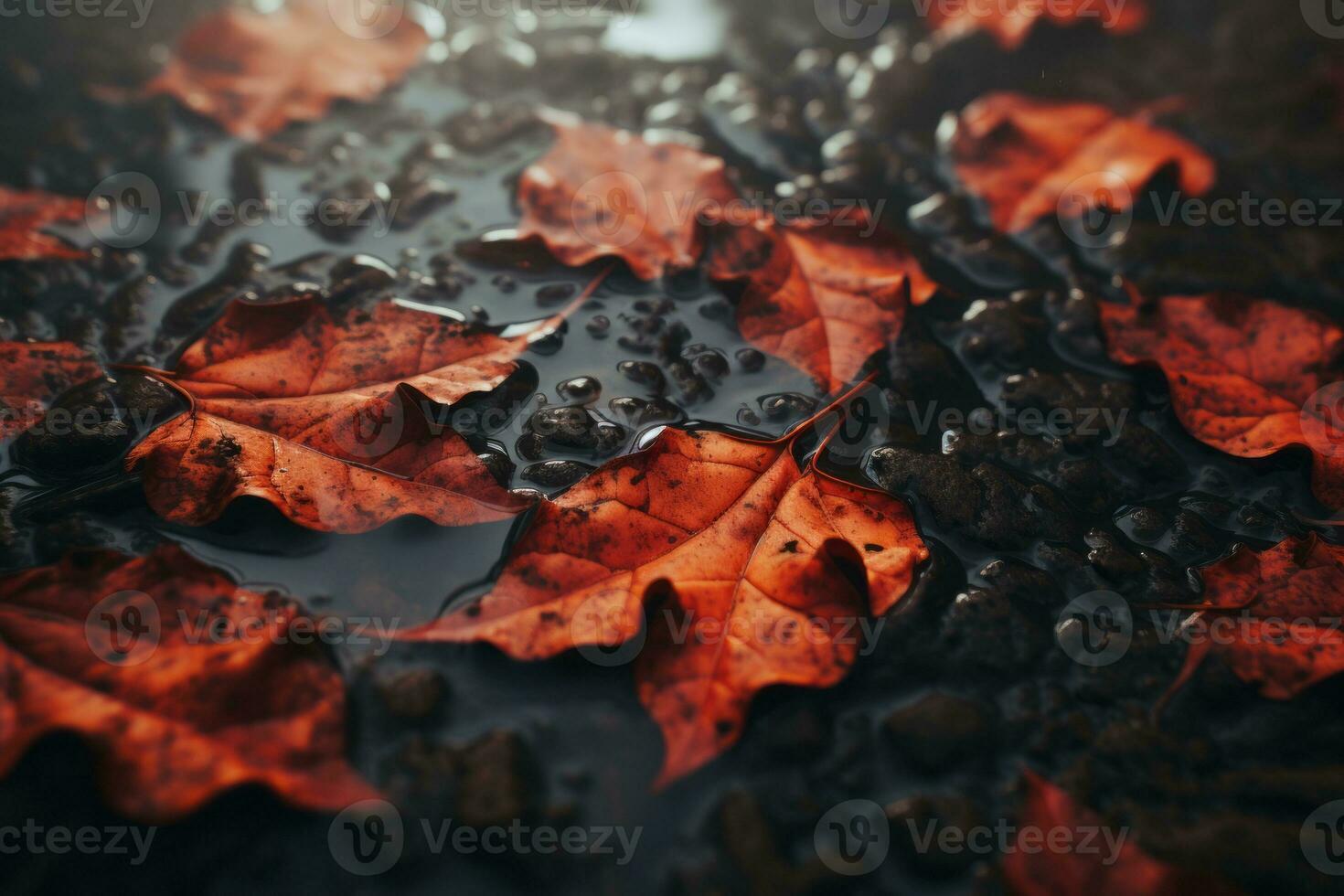 autumn leaves on the ground generative ai photo