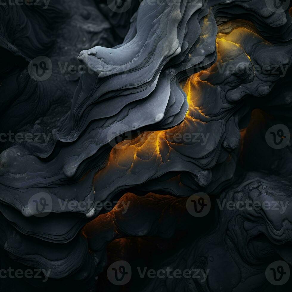 black and orange lava flowing through the air generative ai photo