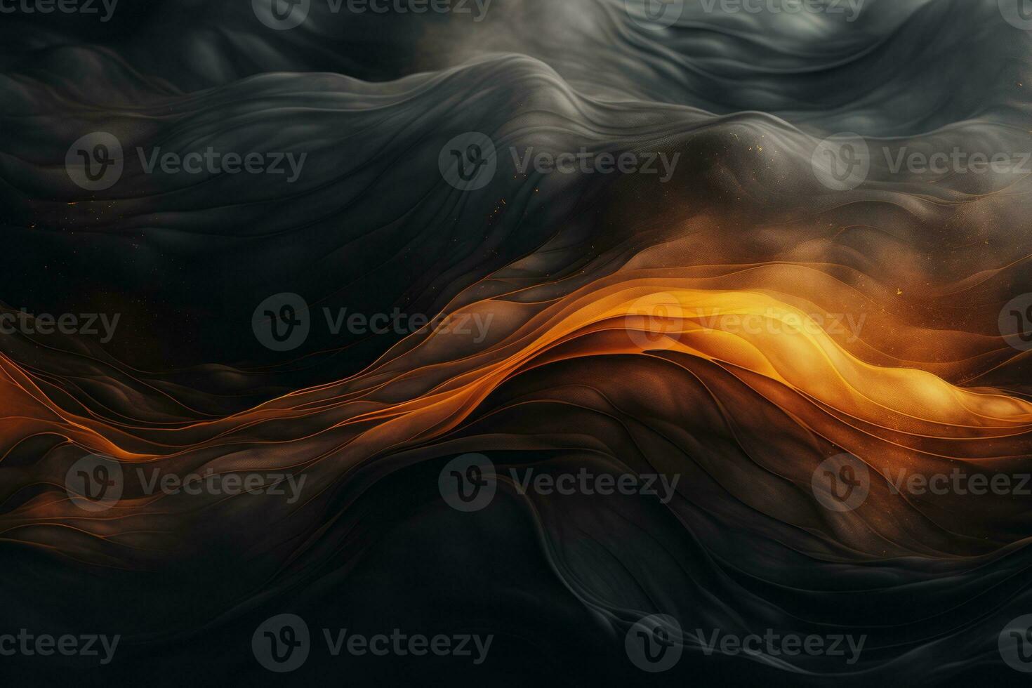 black and orange waves on a black background generative ai photo