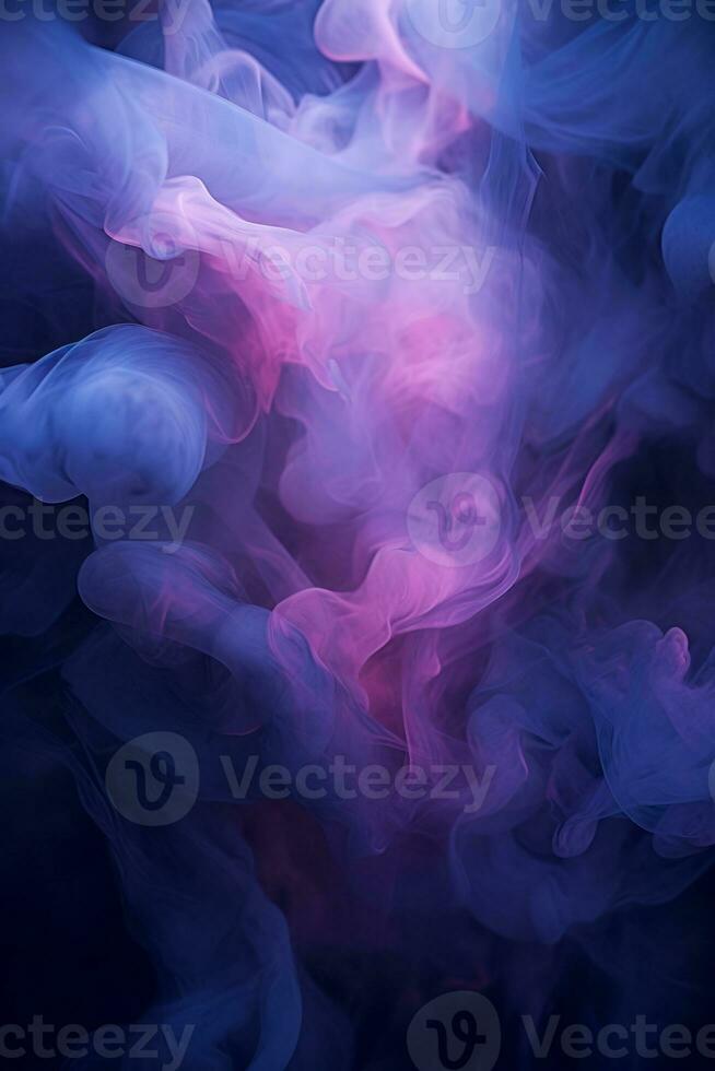 blue and pink smoke in the air on a black background generative ai photo