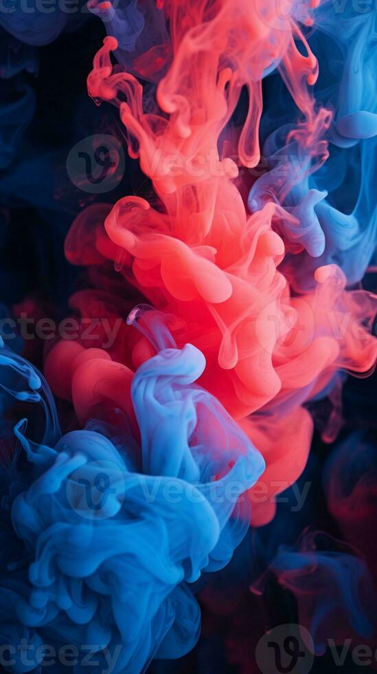 blue and red ink on a black background generative ai photo